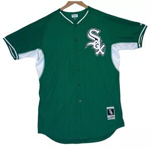 Men's Majestic MLB Authentic Chicago White Sox St Patricks Day Green Jersey 48